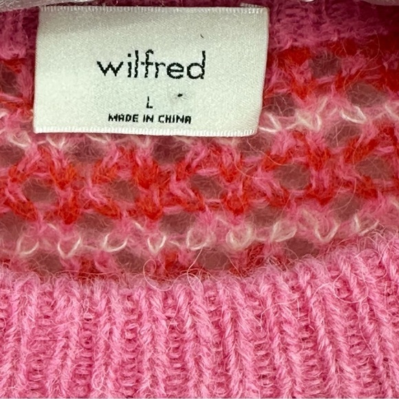 Aritzia Wilfred Nessa Sweater Striped Pink Alpaca Wool Blend Size Large - Picture 7 of 8